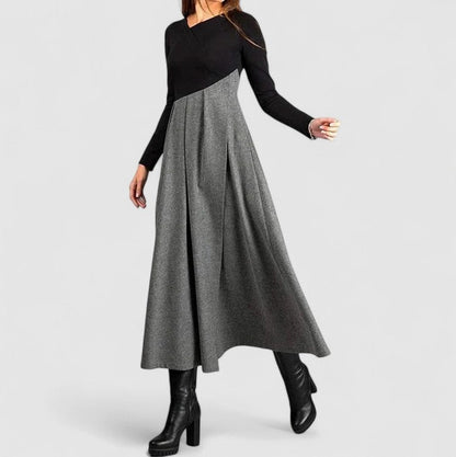 Long Sleeve Pleated Midi Dress