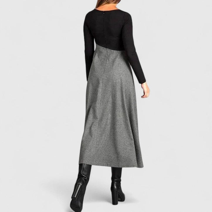 Long Sleeve Pleated Midi Dress