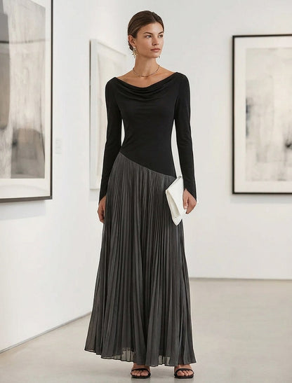 Long Sleeve Pleated Maxi Dress