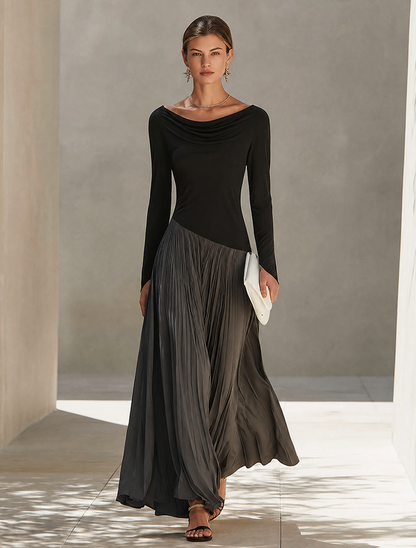 Long Sleeve Pleated Maxi Dress