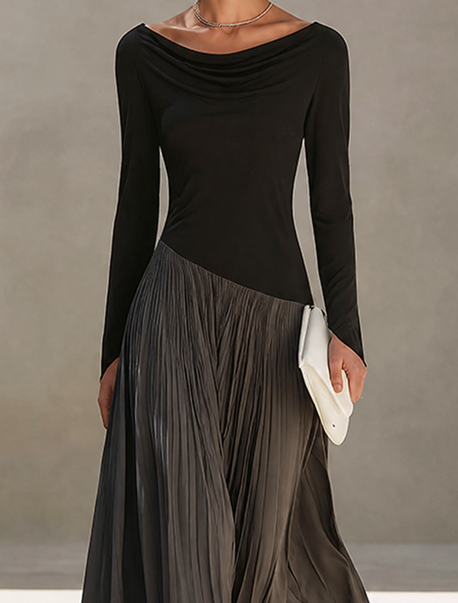 Long Sleeve Pleated Maxi Dress