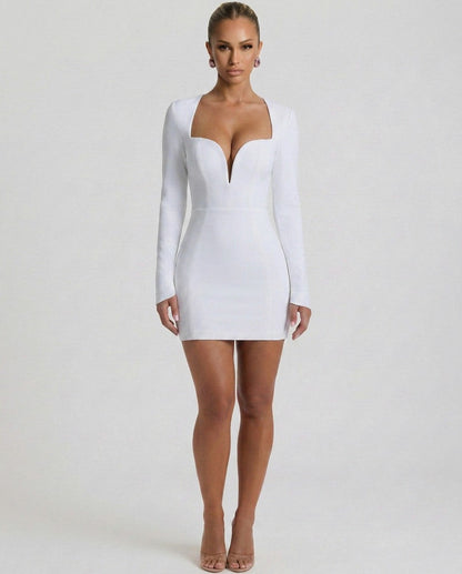 Long Sleeve Sweetheart Mini Dress
