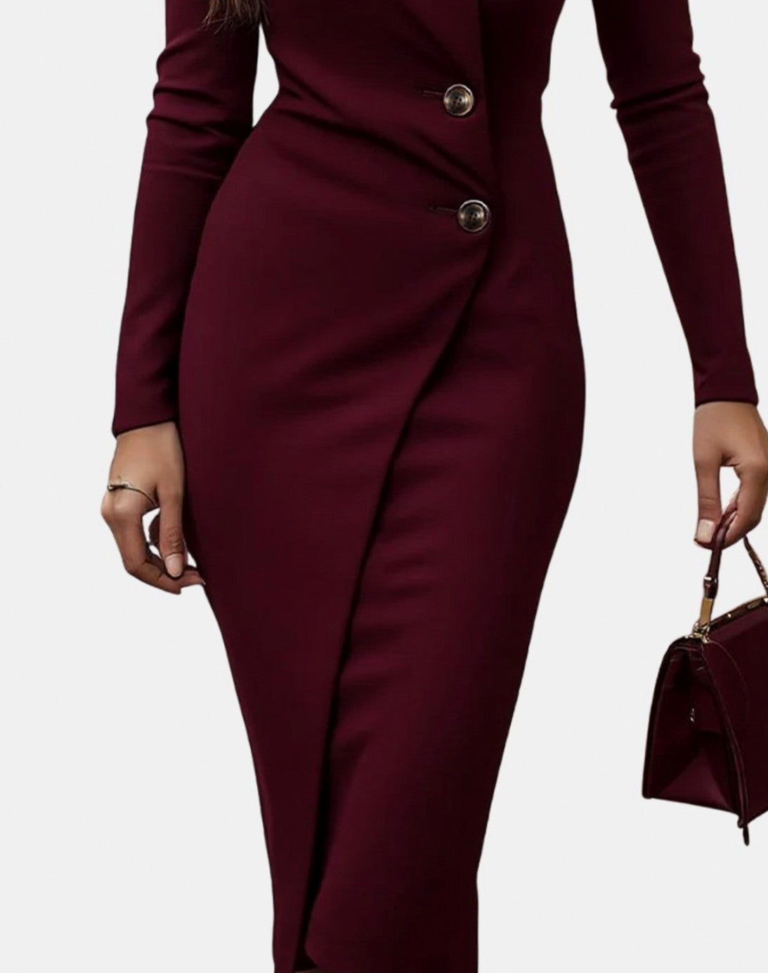 Long Sleeve Wrap Midi Blazer Dress