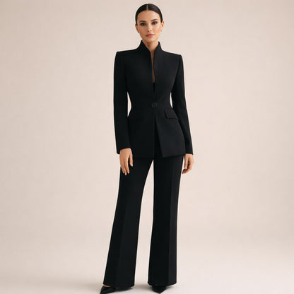 Mandarin Collar Long Sleeve Pantsuit Set