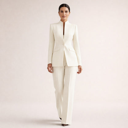 Mandarin Collar Long Sleeve Pantsuit Set