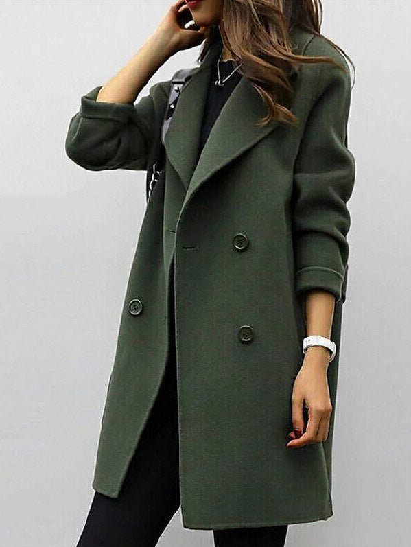 Notched Lapel Button Front Midi Coat