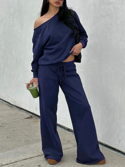 Off Shoulder Long Sleeve Two Piece Set