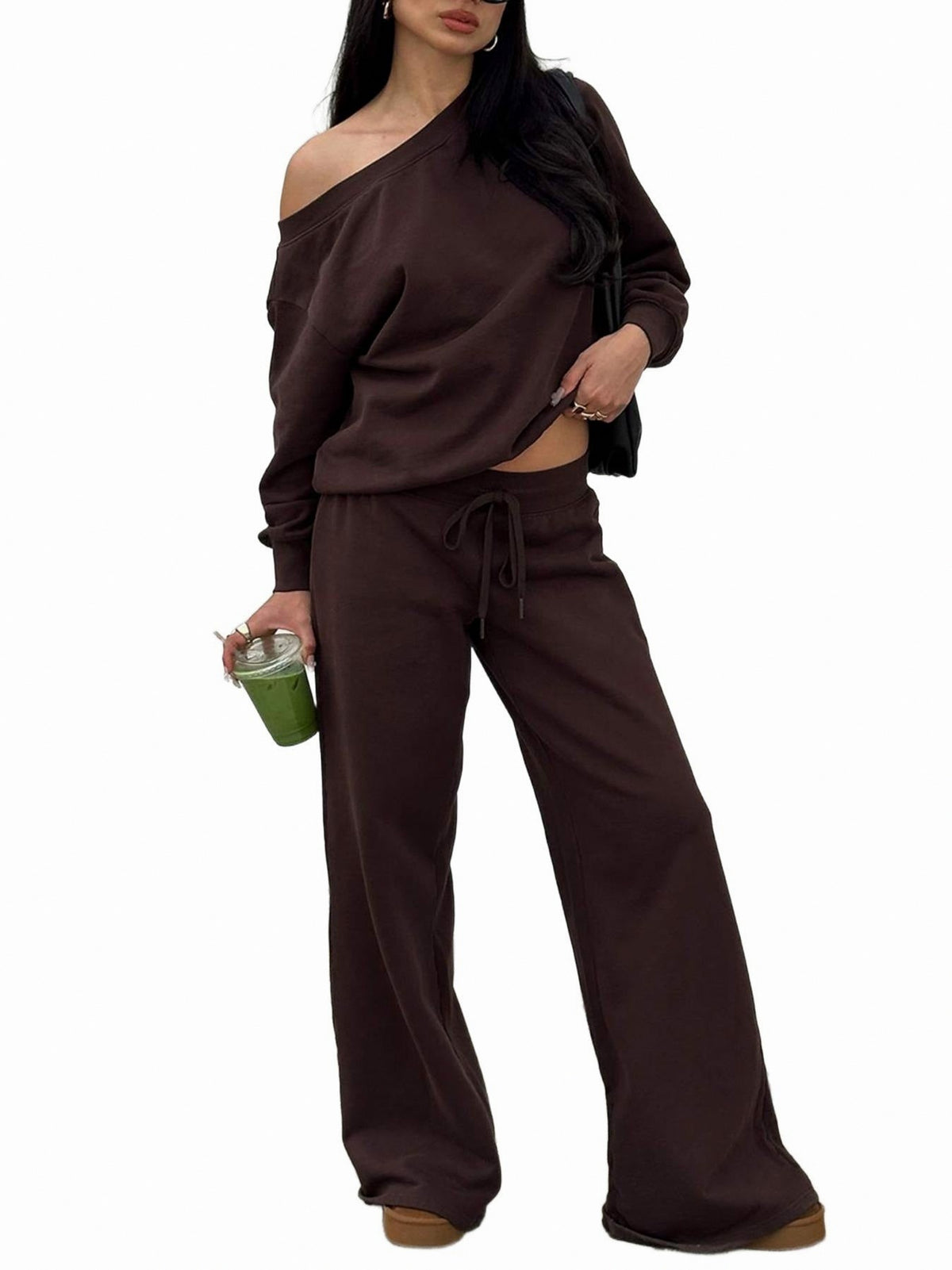 Off Shoulder Long Sleeve Two Piece Set