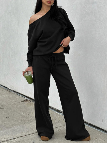 Off Shoulder Long Sleeve Two Piece Set