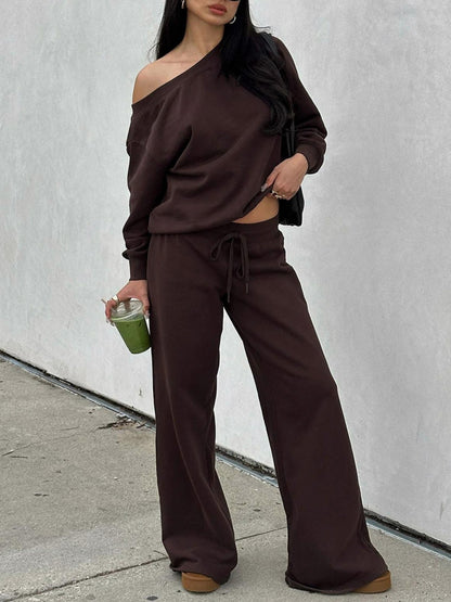 Off Shoulder Long Sleeve Two Piece Set