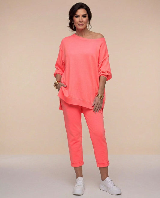 Off Shoulder Sweatshirt Matching Set