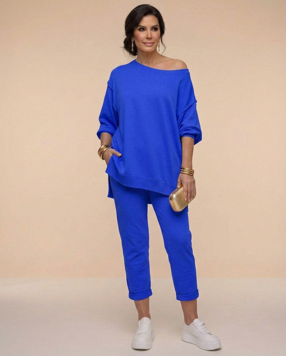 Off Shoulder Sweatshirt Matching Set