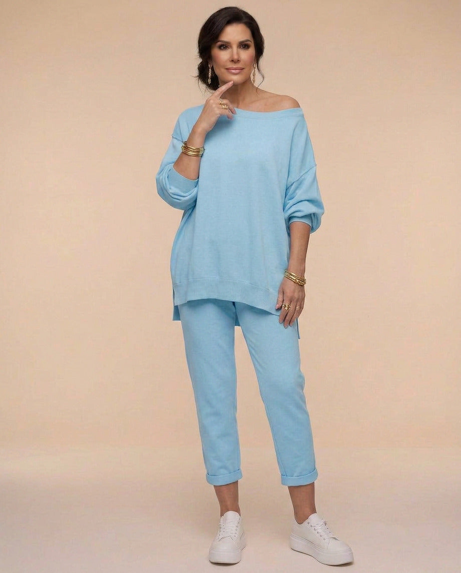 Off Shoulder Sweatshirt Matching Set