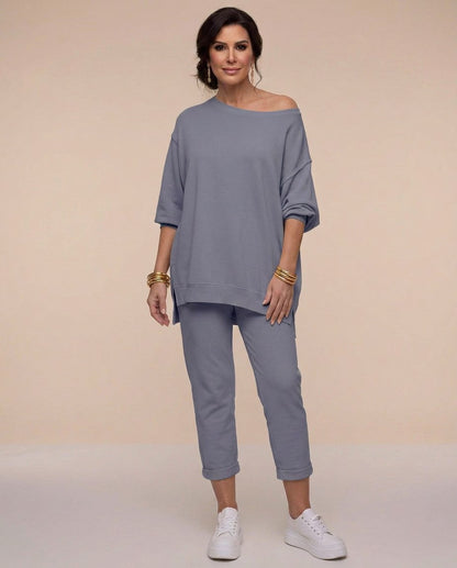 Off Shoulder Sweatshirt Matching Set