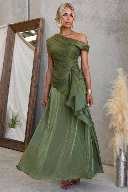 One Shoulder Draped Maxi Dress