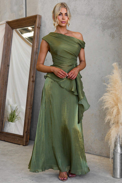 One Shoulder Draped Maxi Dress