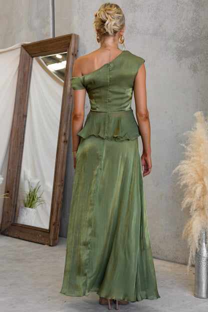 One Shoulder Draped Maxi Dress