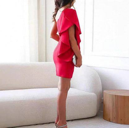 One Shoulder Ruched Mini Dress