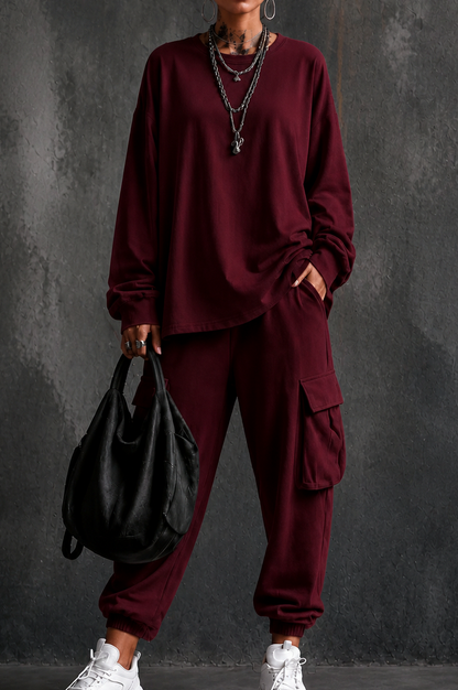 Oversized Long Sleeve Cargo Matching Set