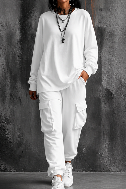 Oversized Long Sleeve Cargo Matching Set