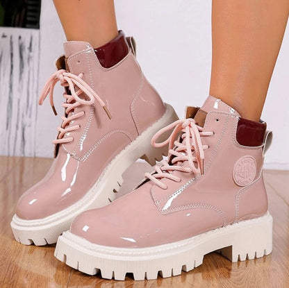 Patent Lug Sole Combat Boots