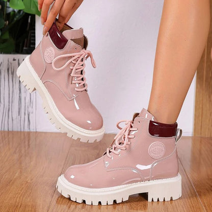 Patent Lug Sole Combat Boots