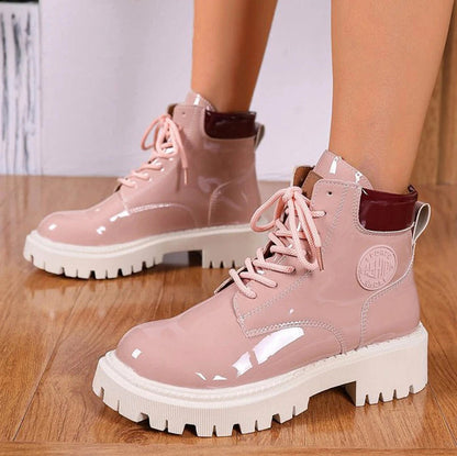 Patent Lug Sole Combat Boots
