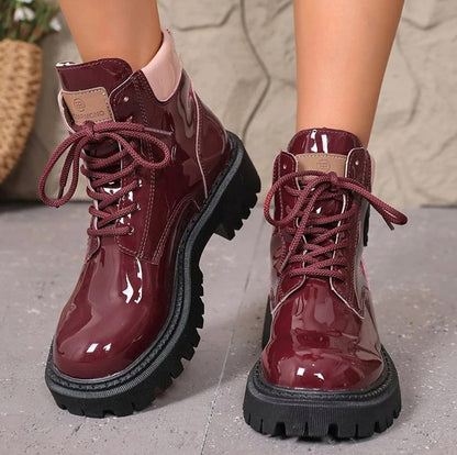 Patent Lug Sole Combat Boots