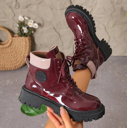Patent Lug Sole Combat Boots