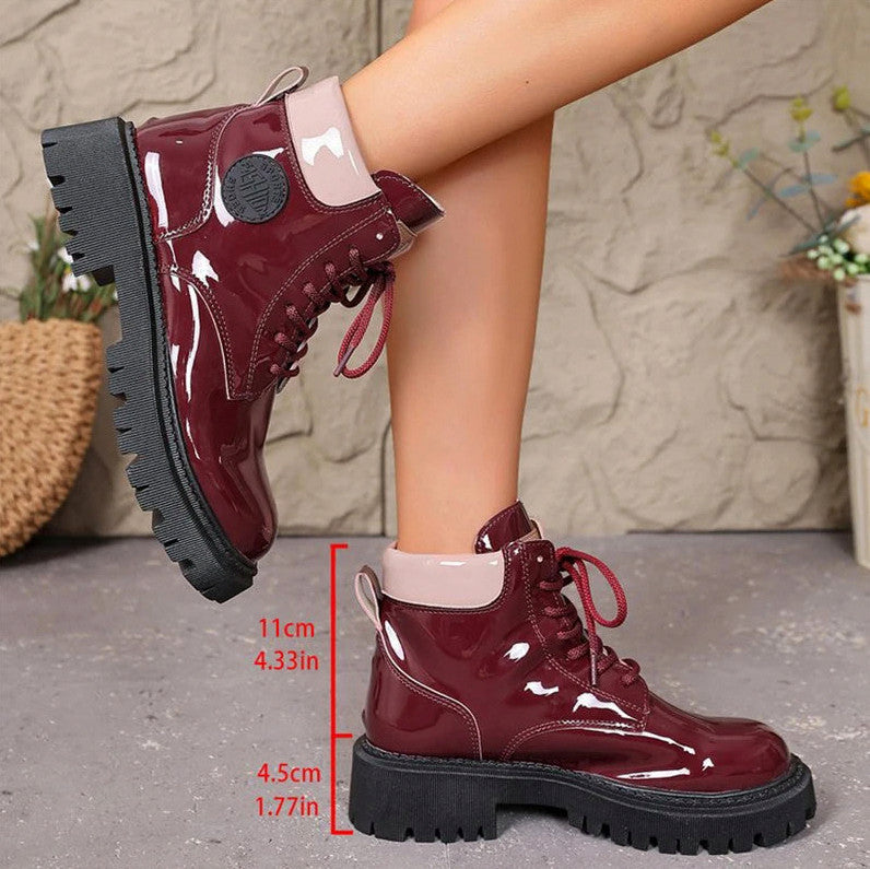 Patent Lug Sole Combat Boots
