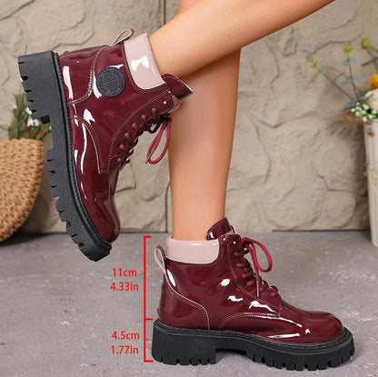Patent Lug Sole Combat Boots