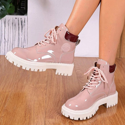 Patent Lug Sole Combat Boots