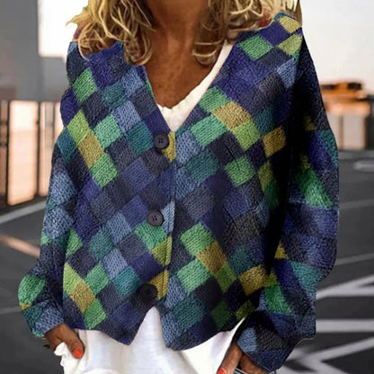 Plaid Button Front Cardigan