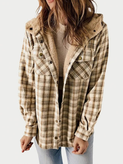 Plaid Sherpa Lined Hooded Shacket