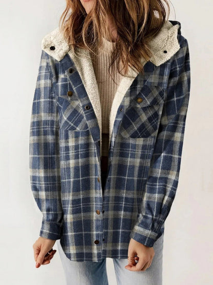 Plaid Sherpa Lined Hooded Shacket