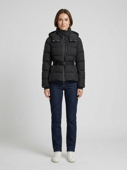 Quilted Belted Long Sleeve Puffer Jacket