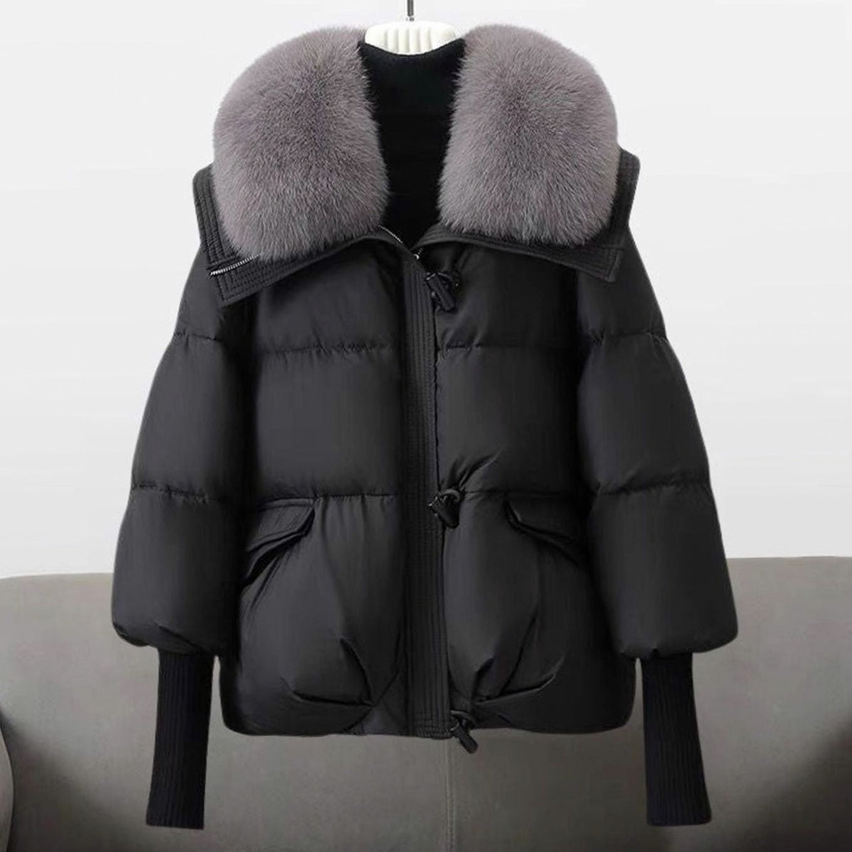 Quilted Faux Fur Collar Puffer Jacket