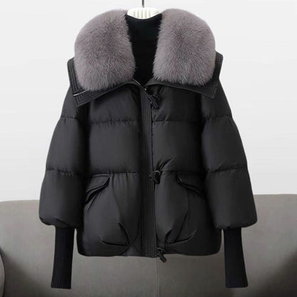 Quilted Faux Fur Collar Puffer Jacket