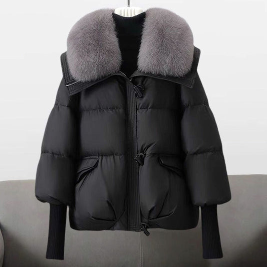 Quilted Faux Fur Collar Puffer Jacket