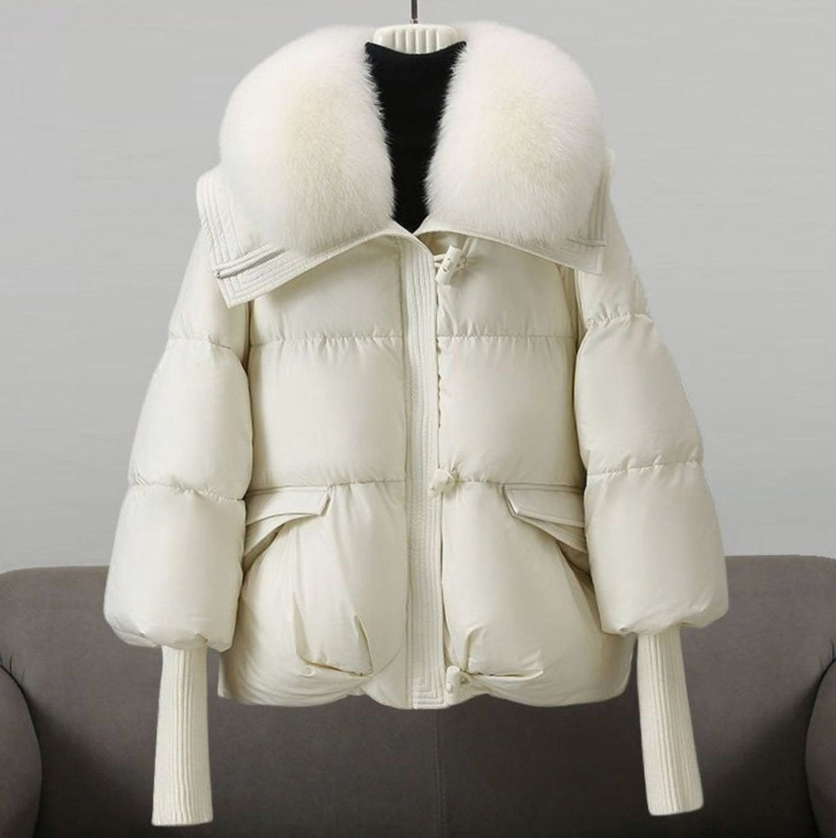 Quilted Faux Fur Collar Puffer Jacket