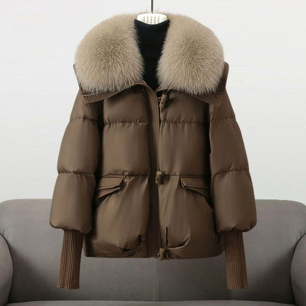 Quilted Faux Fur Collar Puffer Jacket
