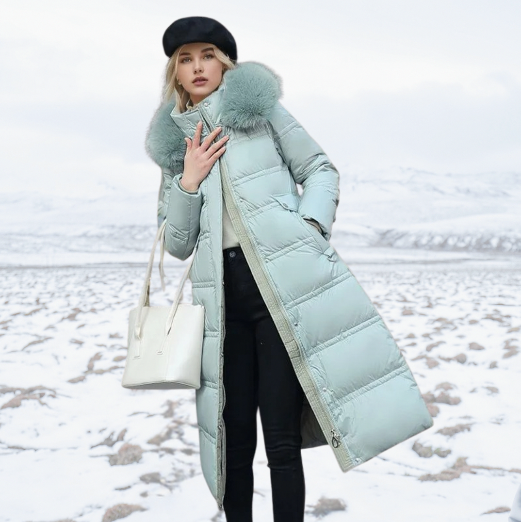 Faux Fur Trim Hooded Long Puffer Coat