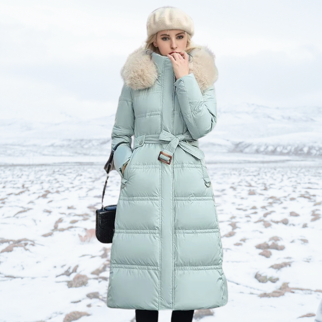 Faux Fur Trim Hooded Long Puffer Coat