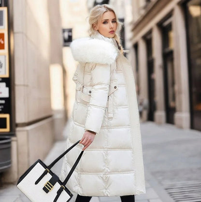 Faux Fur Trim Hooded Long Puffer Coat