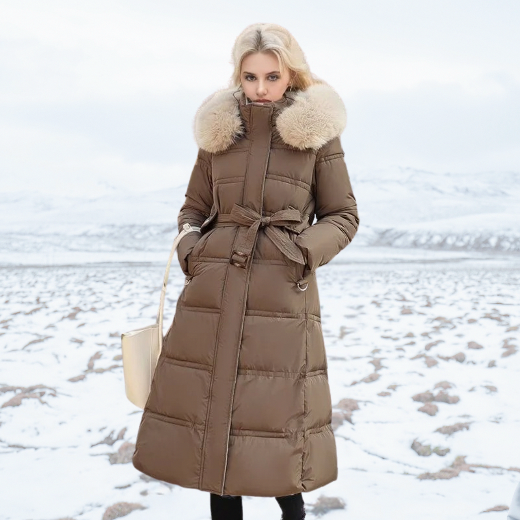 Faux Fur Trim Hooded Long Puffer Coat