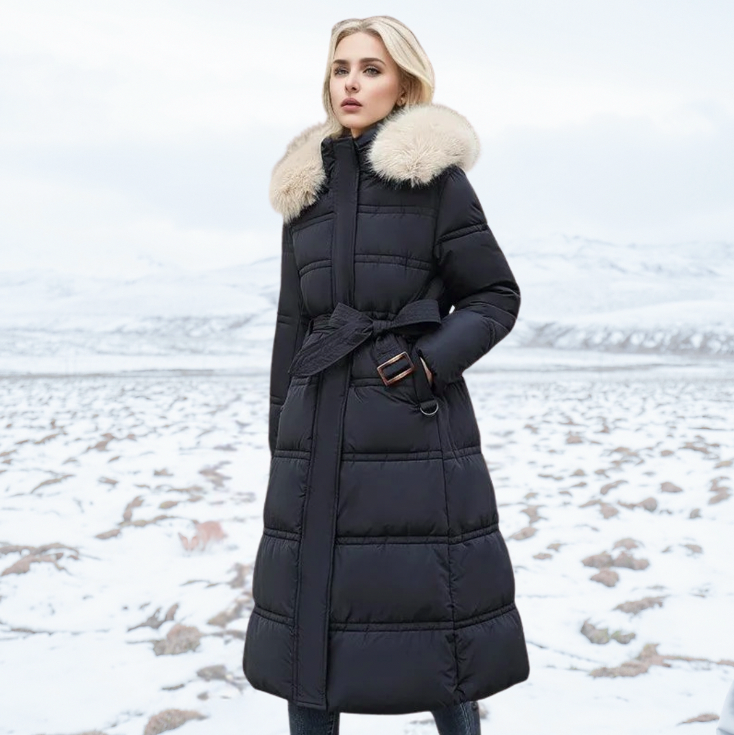 Faux Fur Trim Hooded Long Puffer Coat