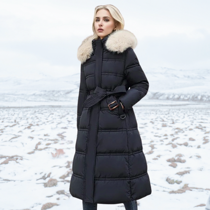 Faux Fur Trim Hooded Long Puffer Coat