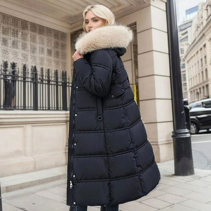 Faux Fur Trim Hooded Long Puffer Coat