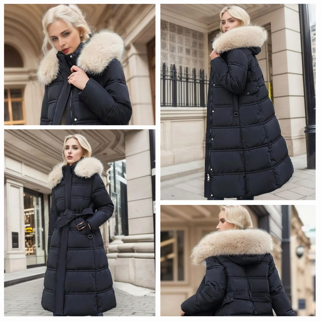 Faux Fur Trim Hooded Long Puffer Coat