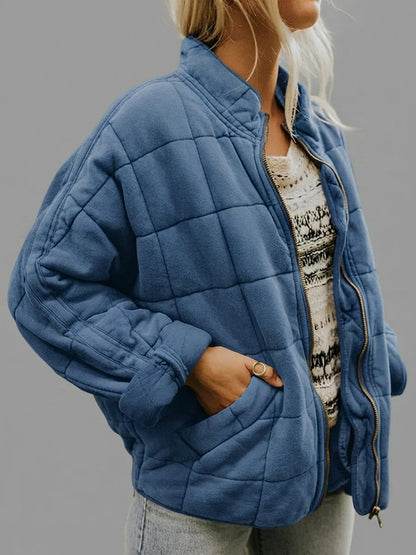 Quilted Fleece Zip Up Jacket